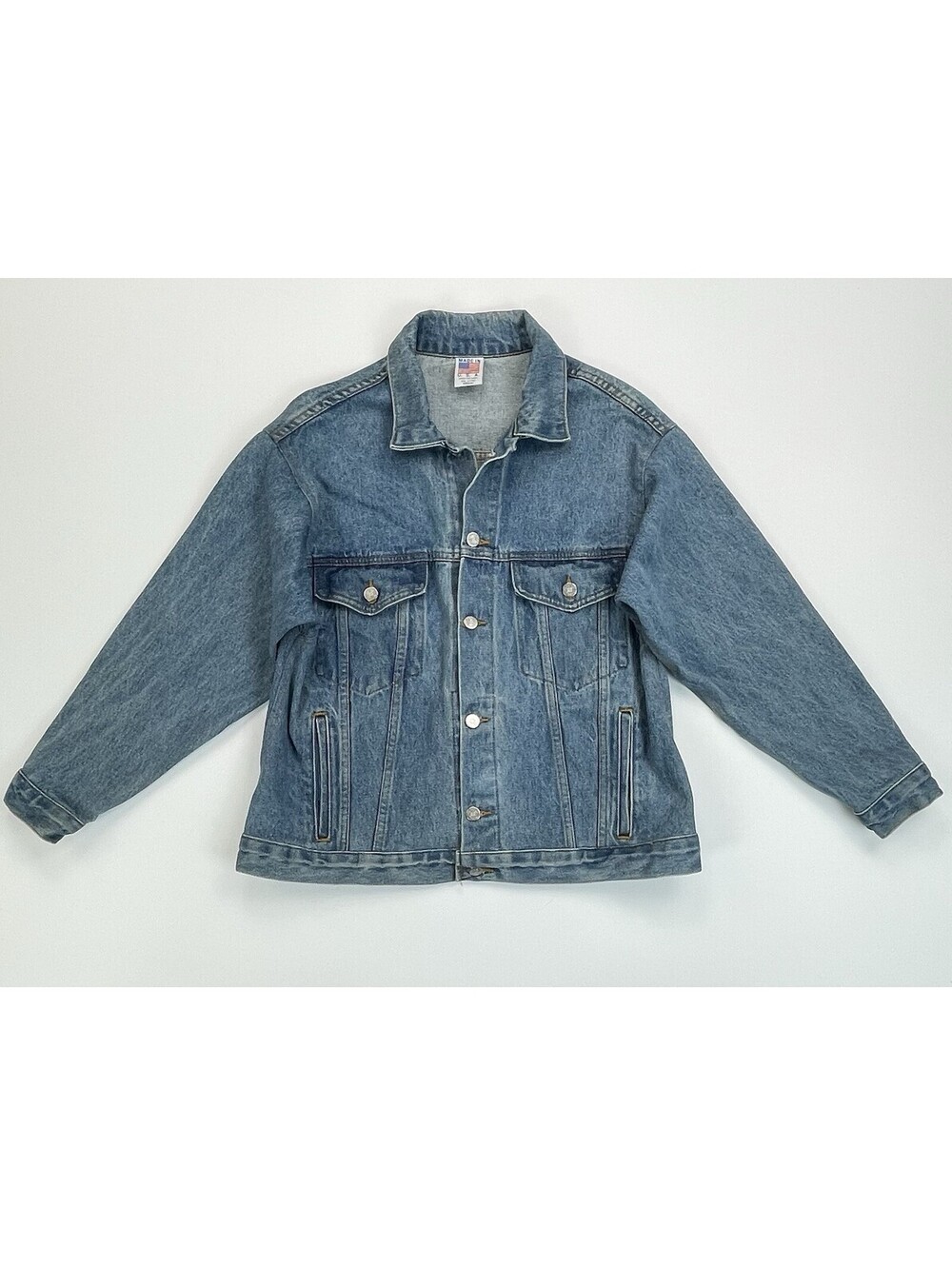 Vintage 90s Exxon Gas Tiger Denim Jacket Embossed 1993 1994 Baytown Texas M